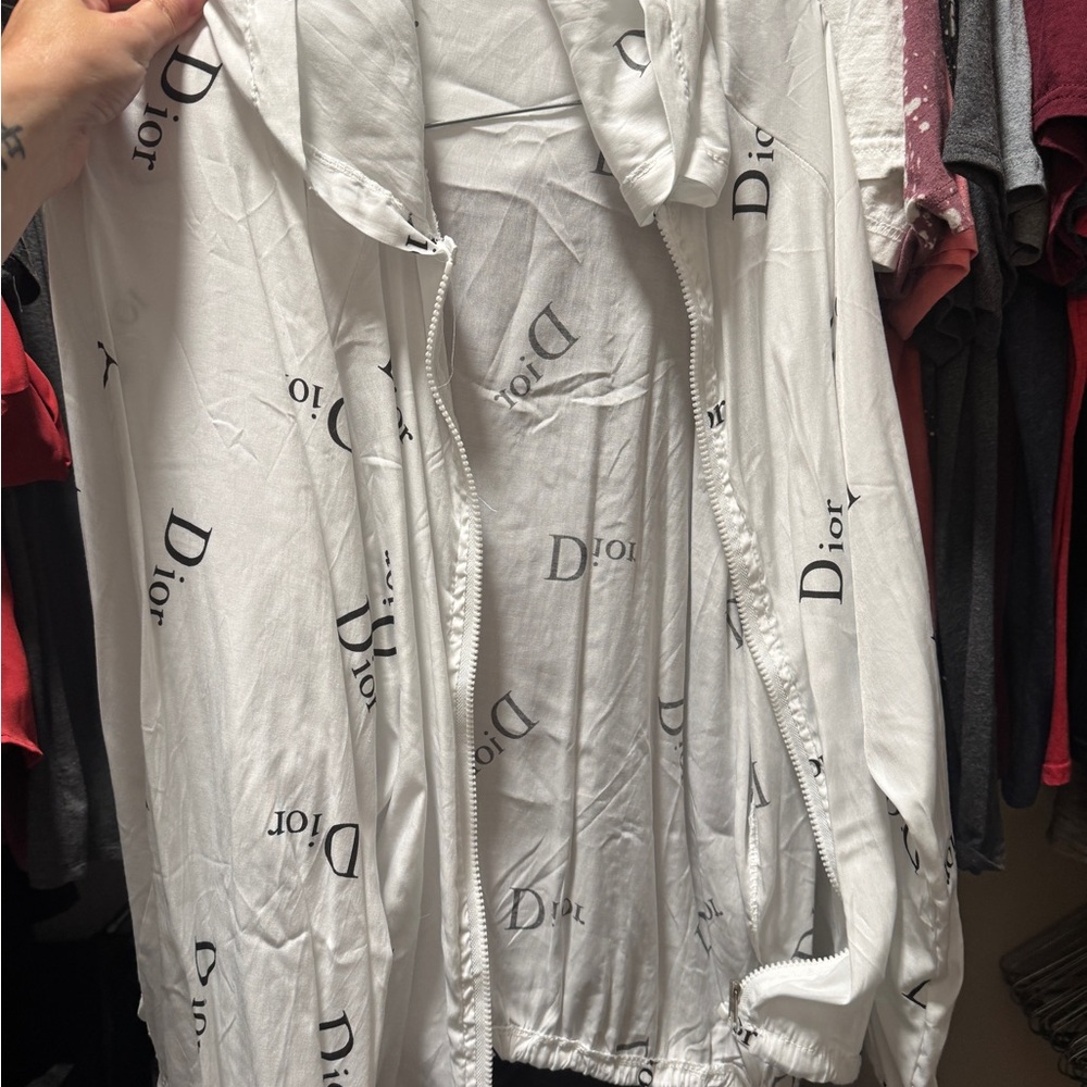 Dior White Logo-Emblazoned Jacket